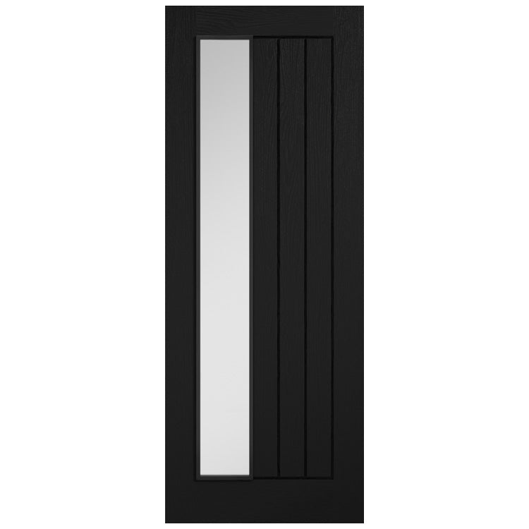 Fully Finished Black Mexicano Offset Clear Glazed Fire Rated FD30 Internal Door