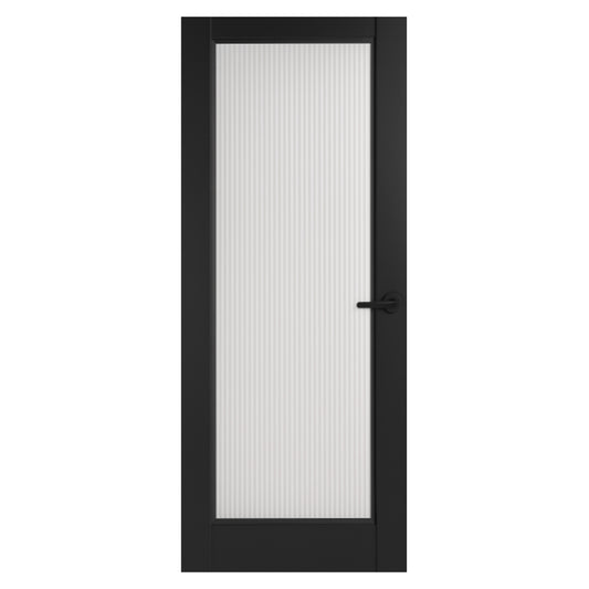 Fully Finished Black Ravenna Reeded 1L Glazed Internal Door