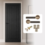 Fully Finished Black Oak Mexicano Internal Door with Handle Pack