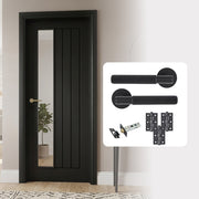 Fully Finished Black Mexicano Offset Clear Glazed Fire Rated FD30 Internal Door with Handle Pack