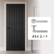 Fully Finished Black Oak Mexicano Internal Door with Handle Pack