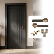 Fully Finished Black Suffolk Laminate Internal Cottage Door with Handle Pack
