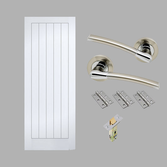 White Textured Mexicano Internal Door *Free Handle Pack*