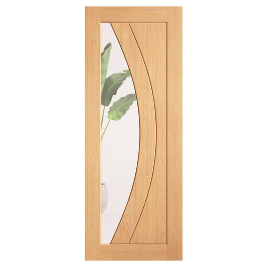 Oak Girona Clear Glazed Pre-Finished Internal Door