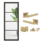 Industrial 4L Black Clear Glazed Internal Door with Handle Pack Bundle