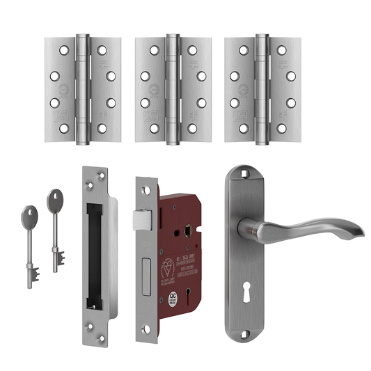 Ironmongery External Door Handle Set - Satin Chrome Tone