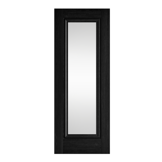 Fully Finished Black Laminate Haddon Clear Glazed 1 Panel Internal Door