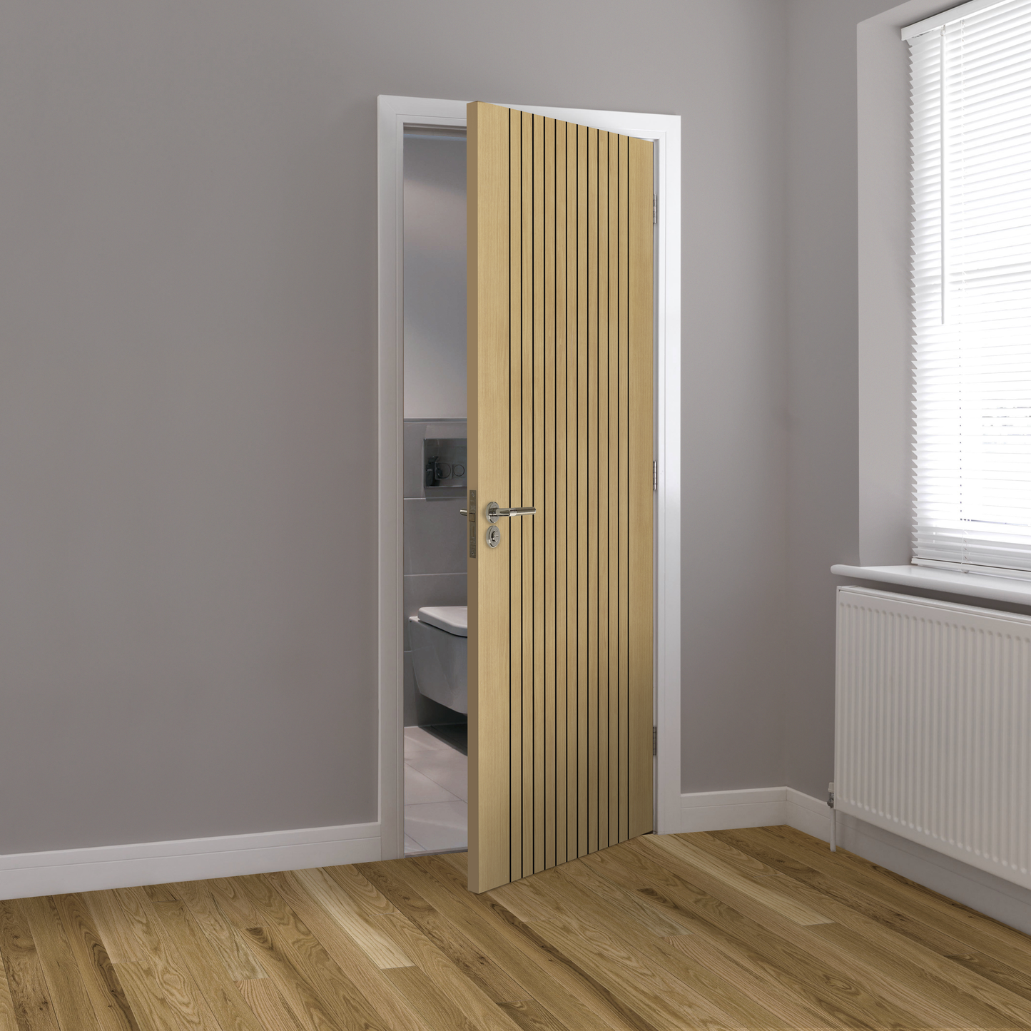Aria Oak Laminate Fully Finished Fluted Internal Door