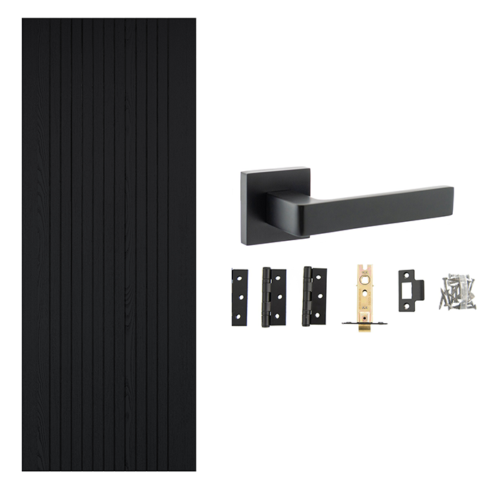 Fully Finished Black Laminate Sydney Internal Door with Handle Pack