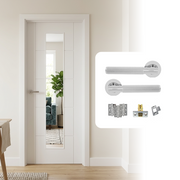 Fully Finished White Laminate Glazed 1L Ladder Internal Door with Handle Pack