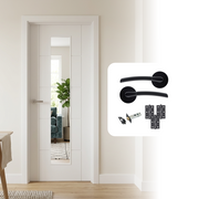 Fully Finished White Laminate Glazed 1L Ladder Internal Door with Handle Pack