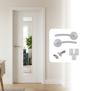 Fully Finished White Laminate Glazed 1L Ladder Internal Door with Handle Pack