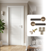 Fully Finished Laminate Linear 7 Panel White Internal Door with Handle Pack