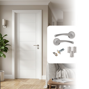 Fully Finished Laminate Linear 7 Panel White Internal Door with Handle Pack