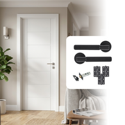 Fully Finished Laminate Linear 7 Panel White Internal Door with Handle Pack