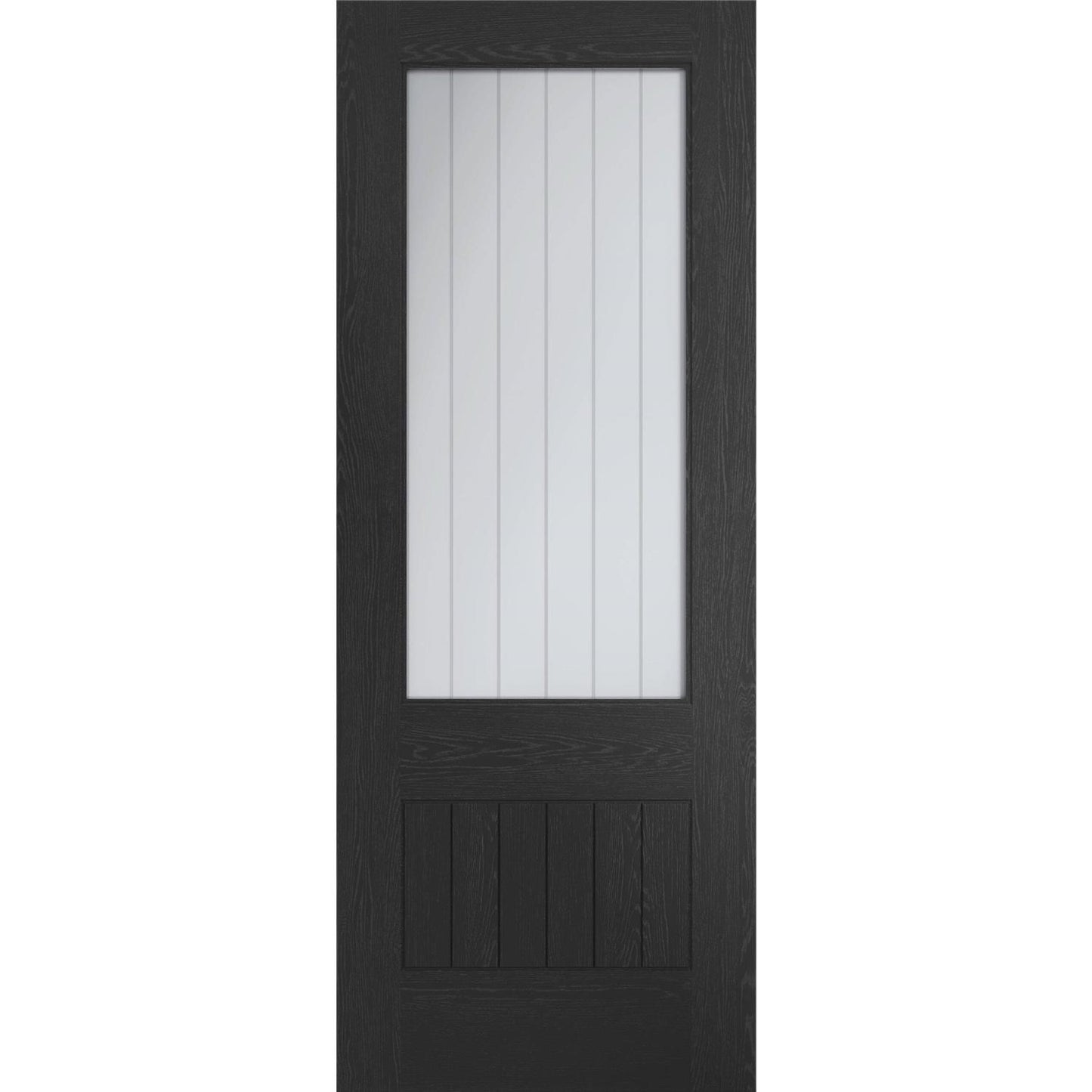 Fully Finished Black Suffolk 2XG Clear Glazed Laminate Internal Cottage Door