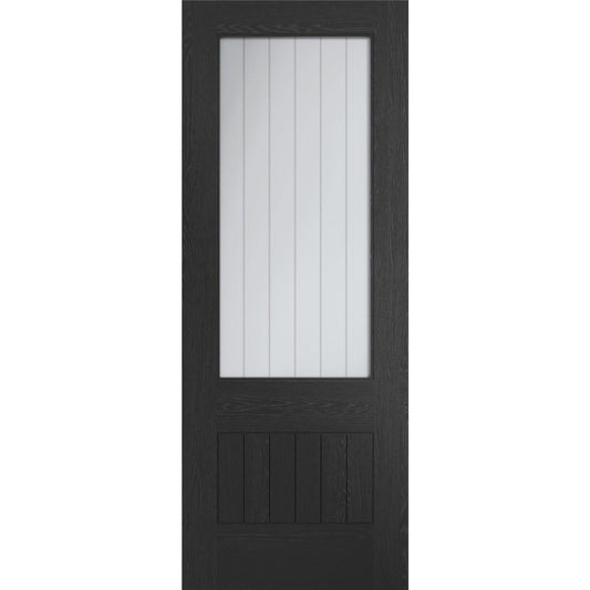 Fully Finished Black Suffolk 2XG Clear Glazed Laminate Internal Cottage Door