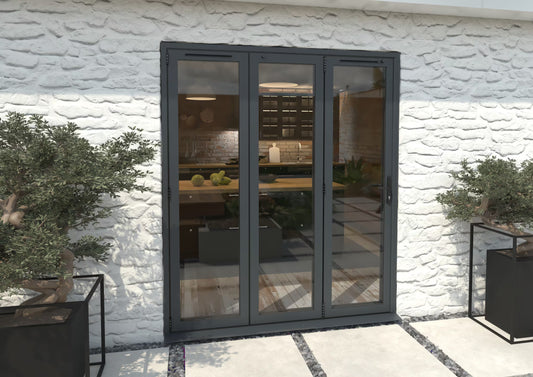 1800mm Grey Aluminium External Bi-Folding Patio Door - 3 Door Left