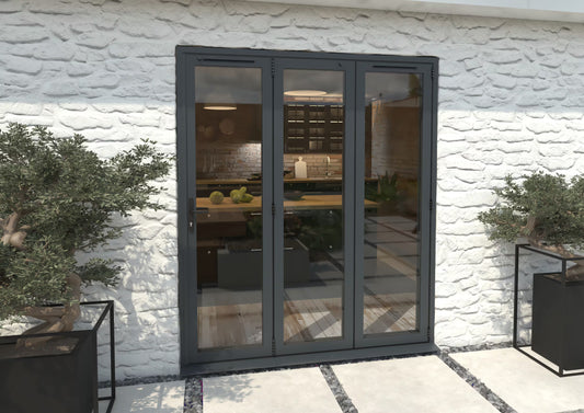 1800mm Grey Aluminium External Bi-Folding Patio Door - 3 Door Right