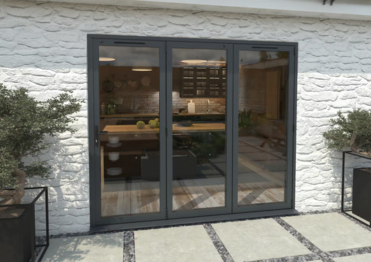 2400mm Grey Aluminium Bi-Folding External Doors - 3 Doors Right
