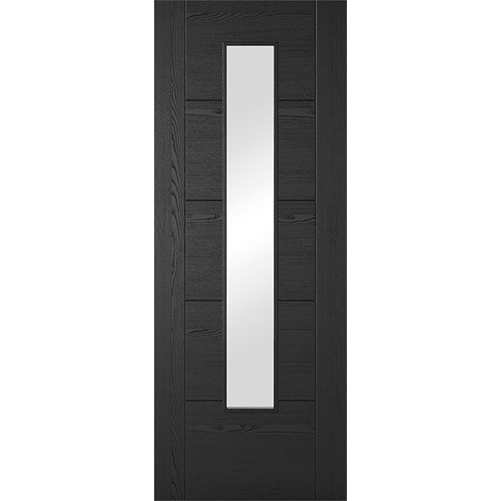 Fully Finished Black Laminate Iseo 5P Clear Glazed FD30 Fire Rated Internal Door