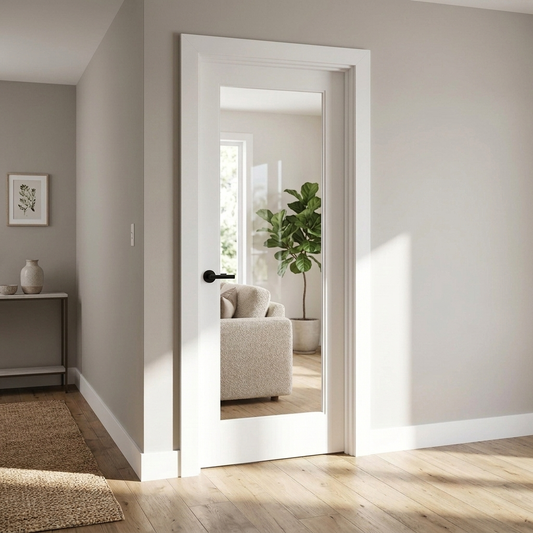 Fully Finished White Laminate 1 Light Clear Glazed Internal Door