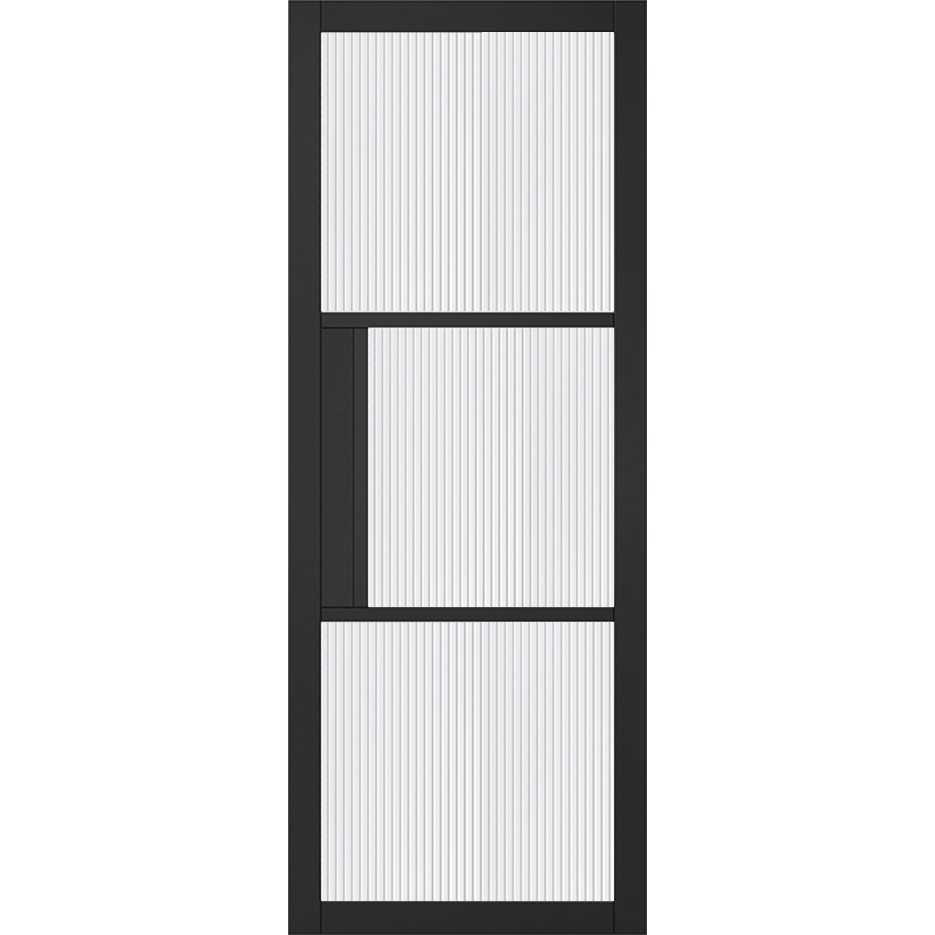 Fully Finished Black Laminate Florence Reeded Glazed Internal Door