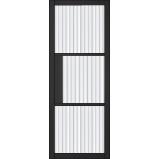 Fully Finished Black Laminate Florence Reeded Glazed Internal Door