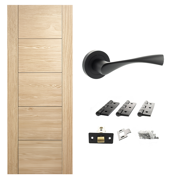 Unfinished Horizontal Ladder 5P Internal Door & Handle Pack Bundle