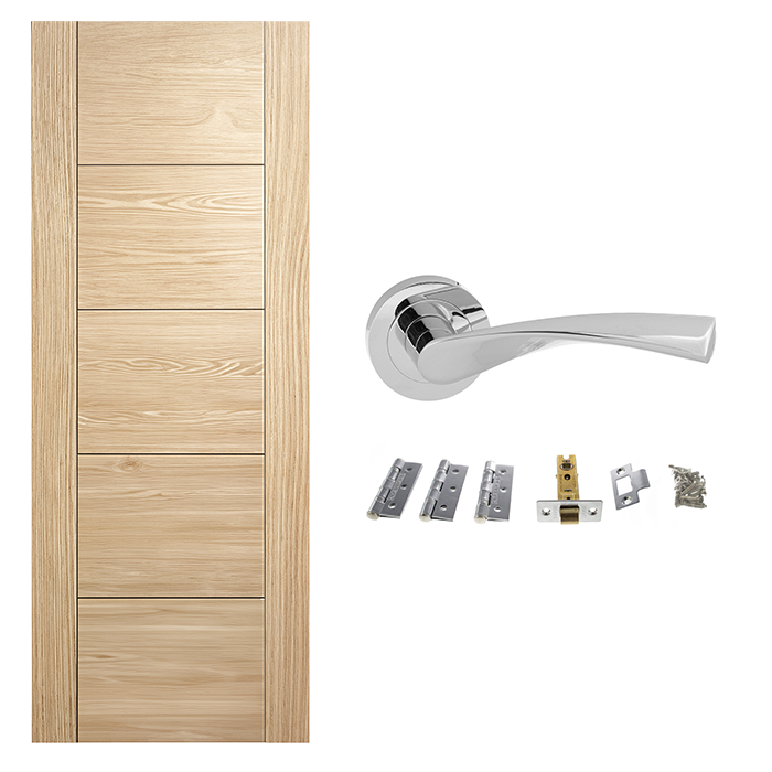 Unfinished Horizontal Ladder 5P Internal Door & Handle Pack Bundle