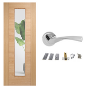 Unfinished Horizontal Glazed Ladder 5P Internal Door & Handle Pack Bundle