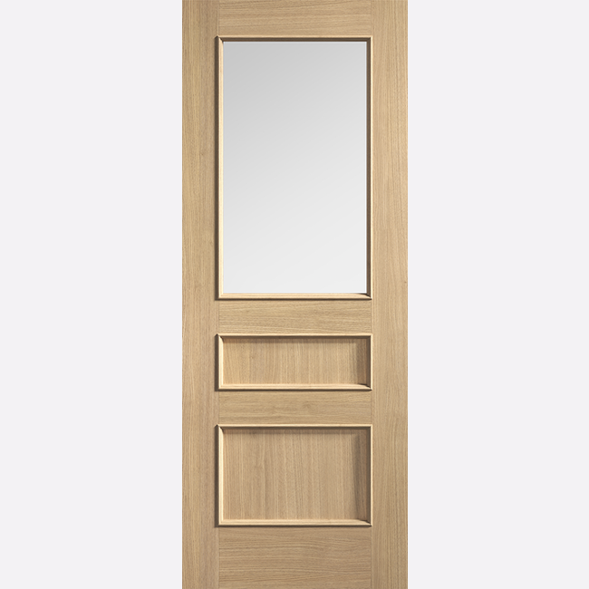 Pre-Finished Oak Toledo Clear Glazed Internal Door