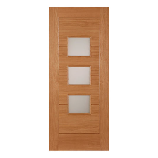 Monza Unfinished Oak Double Frosted Glazed External Door