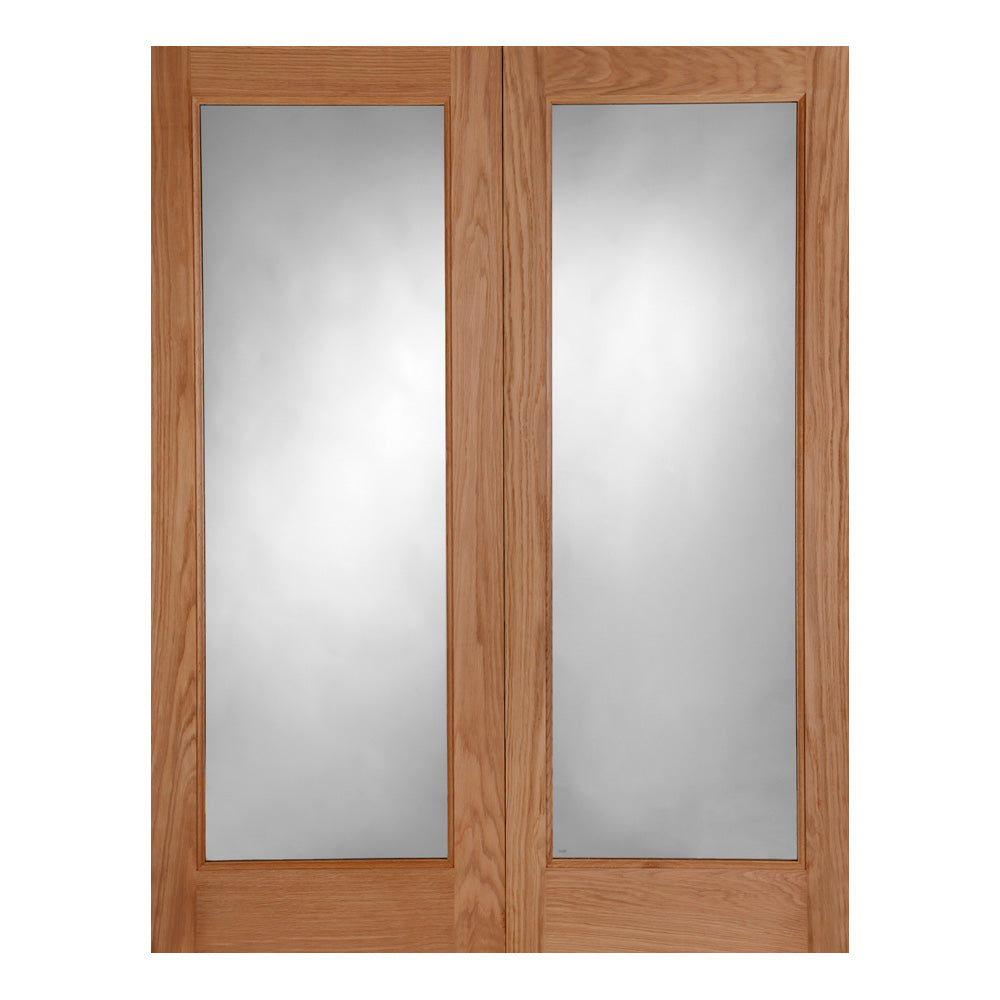 External Oak Pattern 20 Clear Glazed Rebated Door Pair