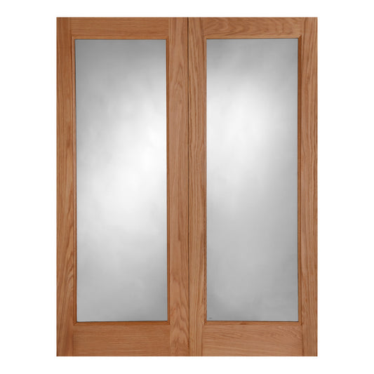 External Oak Pattern 20 Clear Glazed Rebated Door Pair