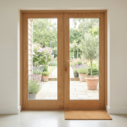 External Oak Pattern 20 Clear Glazed Rebated Door Pair