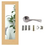 Unfinished Oak Pattern 10 Glazed FD30 Fire Rated Internal Door with Handle Pack