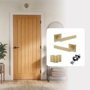 Pre-Finished Oak Tuscany Cottage Internal Door with Handle Pack