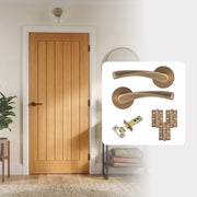 Pre-Finished Oak Tuscany Cottage Internal Door with Handle Pack