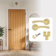 Pre-Finished Oak Tuscany Cottage Internal Door with Handle Pack