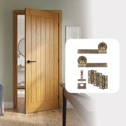 Pre-Finished Oak Tuscany Cottage Style FD30 Fire Rated Internal Door with Handle Pack