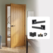 Pre-Finished Oak Tuscany Cottage Style FD30 Fire Rated Internal Door with Handle Pack