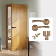 Pre-Finished Oak Tuscany Cottage Style FD30 Fire Rated Internal Door with Handle Pack