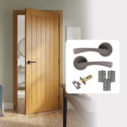 Pre-Finished Oak Tuscany Cottage Style FD30 Fire Rated Internal Door with Handle Pack