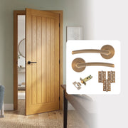 Pre-Finished Oak Tuscany Cottage Style FD30 Fire Rated Internal Door with Handle Pack