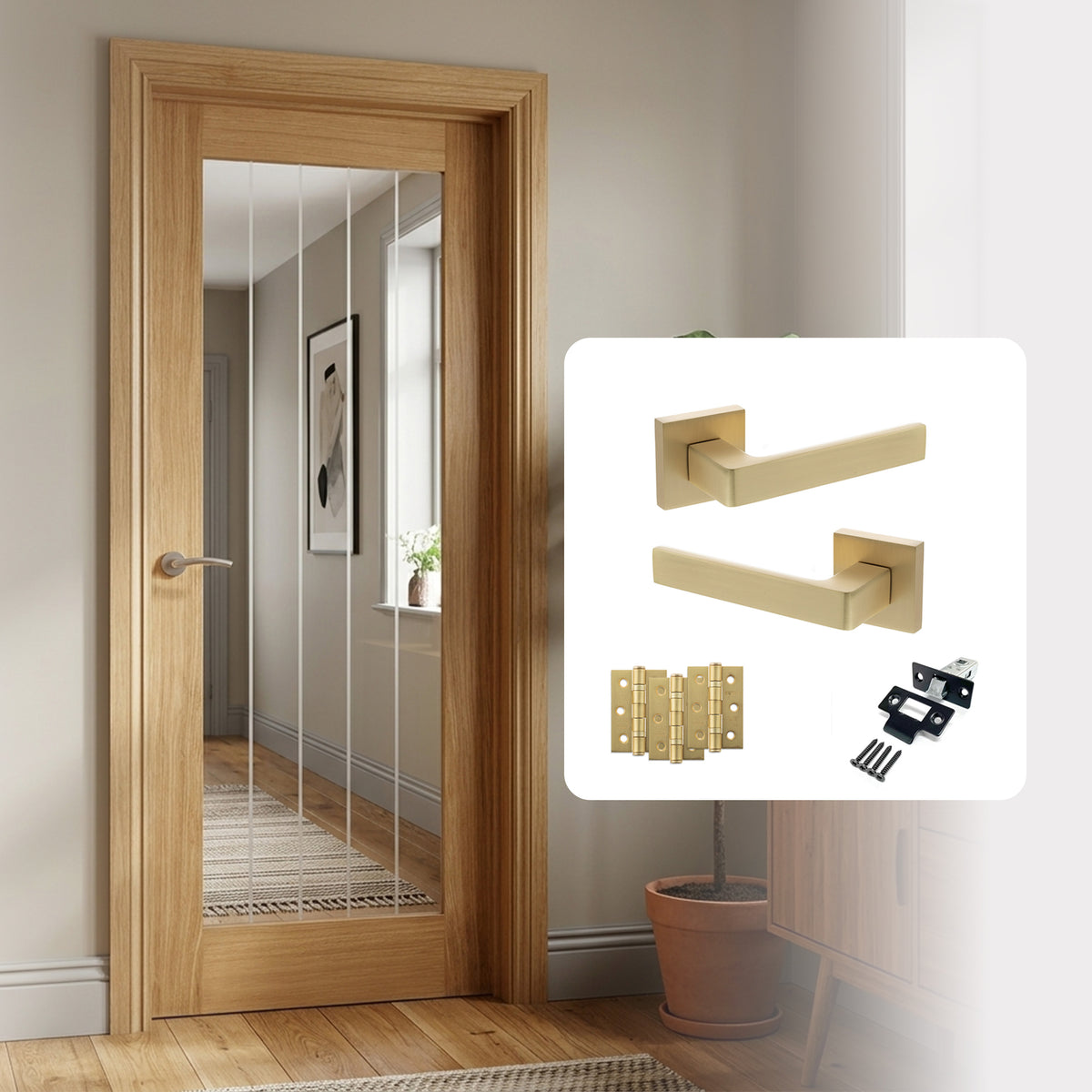 Pre-Finished Cottage Pattern 10 Glazed FD30 Fire Rated Internal Door with Handle Pack