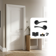 White Primed Smooth 2 Panel Hollow Core Internal Door with Handle Pack