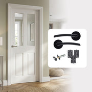White Primed Moulded Hollow Core Smooth Ashford 2L Clear Glazed Internal Door with Handle Pack