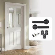 White Primed Moulded Hollow Core Smooth Ashford 2L Clear Glazed Internal Door with Handle Pack