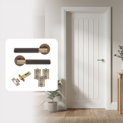 Suffolk White Cottage FD30 Fire Rated Smooth Moulded Internal Door with Handle Pack